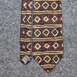 Robert Talbott Studio 4x55 Hand Sewn Silk Power Tie Burgundy Gold Geometric USA